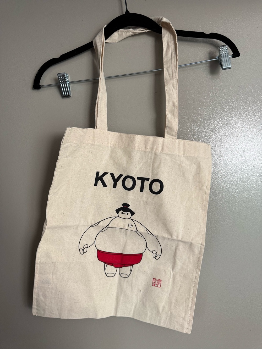 Disney Baymax Beige Canvas Kyoto Tote with Red Accent